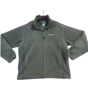 Columbia Men's Green Fleece Full Zip Jacket Size Large Outdoor Warm